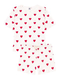 Taooba-2024 Valentine's Day Women 2pcs Pajama Set Heart Print Short Sleeve Crew Neck T-shirt with Shorts Sleepwear Loungewear