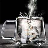 Taooba-200ml Transparent Double Wall Glass Coffee Mug with Handle Heat-resistant Espresso Cup Latte Cappuccino Tea Water Cup Breakfast