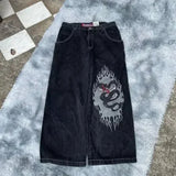 Taooba-JNCO Y2K Baggy Jeans men vintage Embroidered high quality jeans Hip Hop Goth streetwear Harajuku men women Casual wide leg jeans