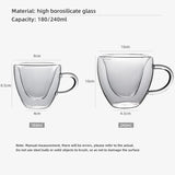 Taooba-Heart Love Shape Glass Cup Double Wall Coffee Mug with handle Anti-scald Heart Drinking Tea Milk Juice Water cup Lover Gift