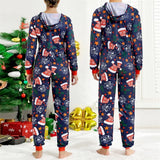 Taooba-Christmas Pajama Set for Couples Cute Print Hooded Zipper 1 Piece Rompers Loungewear Sleepwear Family Holiday Homewear