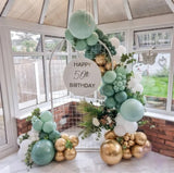 Taooba Color Palette 136pcs Dusty Green Blue Balloon Garland Arch Kit Sand White Beige Balloons for Boho Baby Bridal Shower Wedding Party Decorations