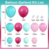 Taooba Color Palette Hot Pink and Teal Blue Balloons Arch Garland Kit for Baby Shower Wedding Anniversary Birthday Girl's Party Decorations