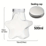 1pc 500ml Transparent Star Milk Tea Juice Bottle BPA Free Outdoor Camping Plastic Bottle With Caps For Home Travel And Outdoor