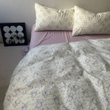 Cute Rabbit Bedding Set No Filler Ins Floral Duvet Cover Pillowcase Flat Sheet Full Queen Size Boys Girls New Home Bed Linens