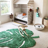 Taooba-Palm Tree Leaf Shape Large Tufted Rug Fluffy Plush Anti-skid Mat Area Rug Kids Playing Carpet Baby Creeping Floor Mats