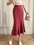 Taooba High Waist Mermaid Skirts Women New Arrival 2024 Korean Style Solid Color Office Ladies Elegant Slim Long Skirt