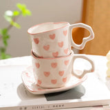 Taooba-Creative INS Style Cute Coffee mug Tea Cup Hand Painted Love Heart Ceramics Milk Cups Coffee Cups For Home office Tableware Gift