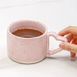 Taooba-Korean ins Ceramics Cup Breakfast milk oatmeal cup Pink Love shape handle Coffee Mug Water cup For Office Valentine's Day gifts