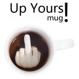 Taooba-300ml Funny Ceramic Mug Creative Design White Middle Finger Bottle Novelty Style Mixing Coffee Milk Cup Water Cup Coffee Mug