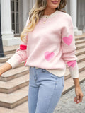 Taooba-Valentine's Day Knitted Heart Sexy Club Women Sweater O Neck Long Slevee Pullovers Soft Casual Streetwear Fashion Top Tee Female