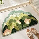 Taooba Mountain Forest Patterned Flocked Carpet Modern Bump Flower Doormat Bathroom Area Rugs High Low Plush Irregular Bedside Carpets