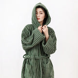 Taooba New Simple Fashion Yarn-Dyed Striped Rhombus Cotton Adult Bathrobe Absorbent Cloak Parent-Child Bathrobe