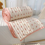 Ins Korean Style Fresh Floral Knitted Cotton Summer Cool Quilt With Air Conditioning, Thin Quilt, Dormitory Single Person