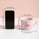 Taooba-1pc Flamingo Marble Print Coffee Mug Ceramic Coffee Cups Water Tea Cups Summer Winter Drinkware Wedding Birthday Gifts