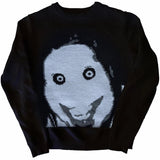 Taooba-Men Casual Sweater Streetwear Sweater Knitted Sweater Retro Painting Anime Demon Hip Hop Knitted Graphic Vintage Pullover