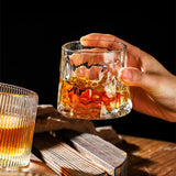 Taooba-Creative Crystal Whiskey Glass Old Fashioned Rocks Glasses Tumblers Glassware for Cocktail Scotch Spinning Tops Design Glasses