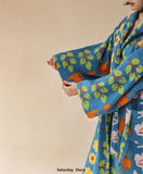 Taooba-Cotton Bathrobe Parent-child Set Hooded Floral Patter Yarn Dyed Cotton Soft Soft Absorbent Bath towel Robes V Neck Hooded Loose