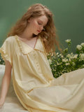 Taooba New Fashion Summer Cotton Sweet Women's Nightgowns Soft Loose Sleepwear Elegant Vintage Princess Night Dress