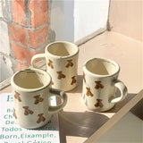 Taooba-Cute Chocolate  Bear Ceramics Mug with Handle  Cartoon Bears Coffee Milk Cup Table Decroation Water Cups