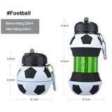 Taooba-1pc 550ml Fold Water Bottle Cups Mug Outdoor Sports Basketball Football School Leakproof Portable Kids Water Bottle with Straw