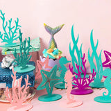 6pcs DIY Felt Table Centerpiece Mermaid Party Decoration Under The Sea Animal Party Balloons Birthday Baby Shower Girl