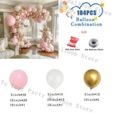 Taooba Color Palette Pink Balloon Garland Kit White Chrome Gold Balloon Arch Baby Shower Birthday Bridal Shower Wedding Party Decoration Latex Globos