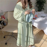 Taooba Christmas Outfit Women Robe Ruffles Sleepwear V-Neck Bathrobe Kimono Robes with Belt Korean Night Dress Bridesmaid Dressing One Piece Pajamas