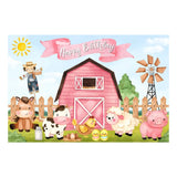 Farm Birthday Round Backdrop Child Red Barn Farm Animals Photography Supplies Baby Shower Barnyard Birthday Party Decoration