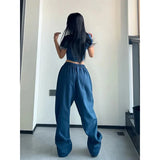 Taooba-MEXZT Y2K Joggers Sweatpants Women Streetwear Oversize Print Jogging Wide Leg Pants Hip Hop Baggy Casual Black Sports Trousers