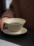 Taooba--Ceramic Coffee Cup Saucer Set Wabi-Sabi Cup Designer Small Latte Cup Coarse Pottery Flying Saucer Cup Gift Box