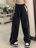 Taooba-Y2k Women Wide Leg Cargo Pants Casual Streetwear Loose Drawstring Trousers Drawstring Sweatpants Female Vintage Baggy Joggers