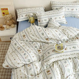 Floral Ins Bedding Set No Filler Cute Girls Boys Single Double Size Duvet Ciover Flat Sheet Pillowcase Soft New Bed Linens