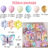 Taooba Color Palette 153pc Macaron Pink Purple Butterfly Balloon Garland Yellow White Daisy Flower Foil Helium Ball Wedding Birthday Baby Shower Deco