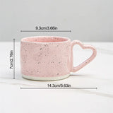 Taooba-Korean ins Ceramics Cup Breakfast milk oatmeal cup Pink Love shape handle Coffee Mug Water cup For Office Valentine's Day gifts