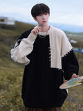 Taooba-Taooba Knitted Sweater Men Pullover Oversize Sweaters Male Winter Harajuku Casual Streetwear Patchwork Autumn Hip Hop Spliced