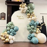 Taooba Color Palette 136pcs Dusty Green Blue Balloon Garland Arch Kit Sand White Beige Balloons for Boho Baby Bridal Shower Wedding Party Decorations