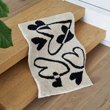 Taooba-Black White Heart Tufted Carpet Mat Soft Fluffy Thick Tuftting Room Entry DoorMat Anti-slip Rug Entrance Floor Mat