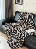 Taooba-Premium Zebra Pattern Sofa Cover Blanket Half Edge Plush Blanket Office Lunch Break Blanket Aviation Blanket Decoration Blanket