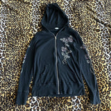 Taooba 00s Aesthetic Vintage Jacket Y2k Grunge Zip Up Sweatshirt Flower Wings Print Slim Fit Hoodies E-girl Gothic Cool Street Outwear