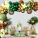 Green Brown Jungle Balloon Garland Arch Kit for Tropical Themed Party Boys Birthday Baby Shower Graduation Decorations