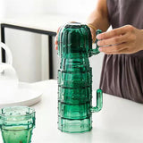 Taooba-Nordic Cactus Glass Cup Household  Water Glass Mug 4/6 Pcs Set Stackable Green Tumbler Glassware With Box Package Gift Cups