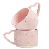 Taooba-Korean ins Ceramics Cup Breakfast milk oatmeal cup Pink Love shape handle Coffee Mug Water cup For Office Valentine's Day gifts