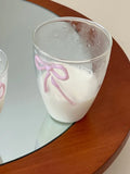 Transparent Glass Water Cup Creative Pink Bow Cute Glass Cup Ins Korean Butterfly Mug Water Cup  Wine Glasses