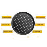 Taooba-Carbon Steel Perforated Pizza Pan Non Stick Ro UndOven Tray With Holes Cooking Plate Dishes Holder Baking Tool