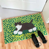 Cartoon Cute Cat Pattern Entry Carpets Silk Circle Floor Mat Can Be Cut To Enter The Door Anti-slip Rug Door Scraping Mats 양탄자