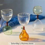 Taooba-Fruit Stem Goblet Glass Cocktail Glass Wine Glass Cup Ice Cream Dessert Glass Drinking Glasses