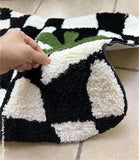 Taooba-Plaid Irregular Kitchen Rugs Soft Fluffy Tufting  Carpet Rugs Non-Slip Abosrbent Bathroom Floor Mat Bedroom  Toilet Door Carpet