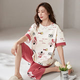 Taooba-Summer New Cartoon Nightwear Girls PJ Young Women Pajama Sets Pyjamas Femme Sleepwear Female Loungewear Pijama Mujer Homewear