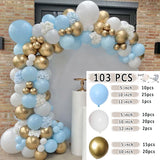 Taooba Color Palette 103pcs Macaron Blue Happy Birthday Latex Balloon Party Wedding Backdrop Arch Baby Shower White Golden Decor Vacation Atmosphere